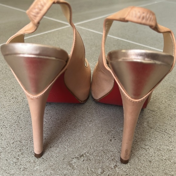 RARE Preloved Christian Louboutin Peep toe slingback in Blush leather 39 - Picture 6 of 9